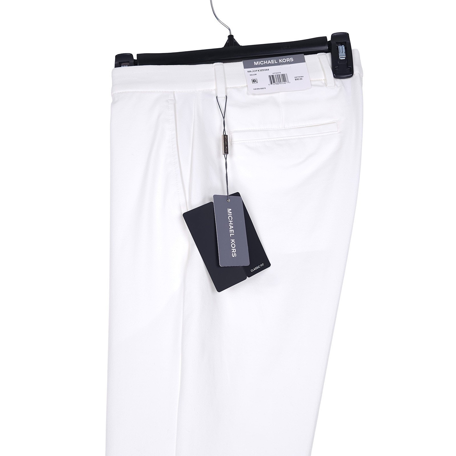 Michael Kors Mens Classic Fit Dress Pants 32x34 Off White Solid Stretch Cotton